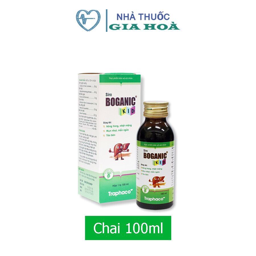 Siro Boganic Kid Traphaco - Thanh nhiệt, giải độc, mát gan, giảm nhiệt miệng, mẩn ngứa, mụn nhọt, táo bón cho bé