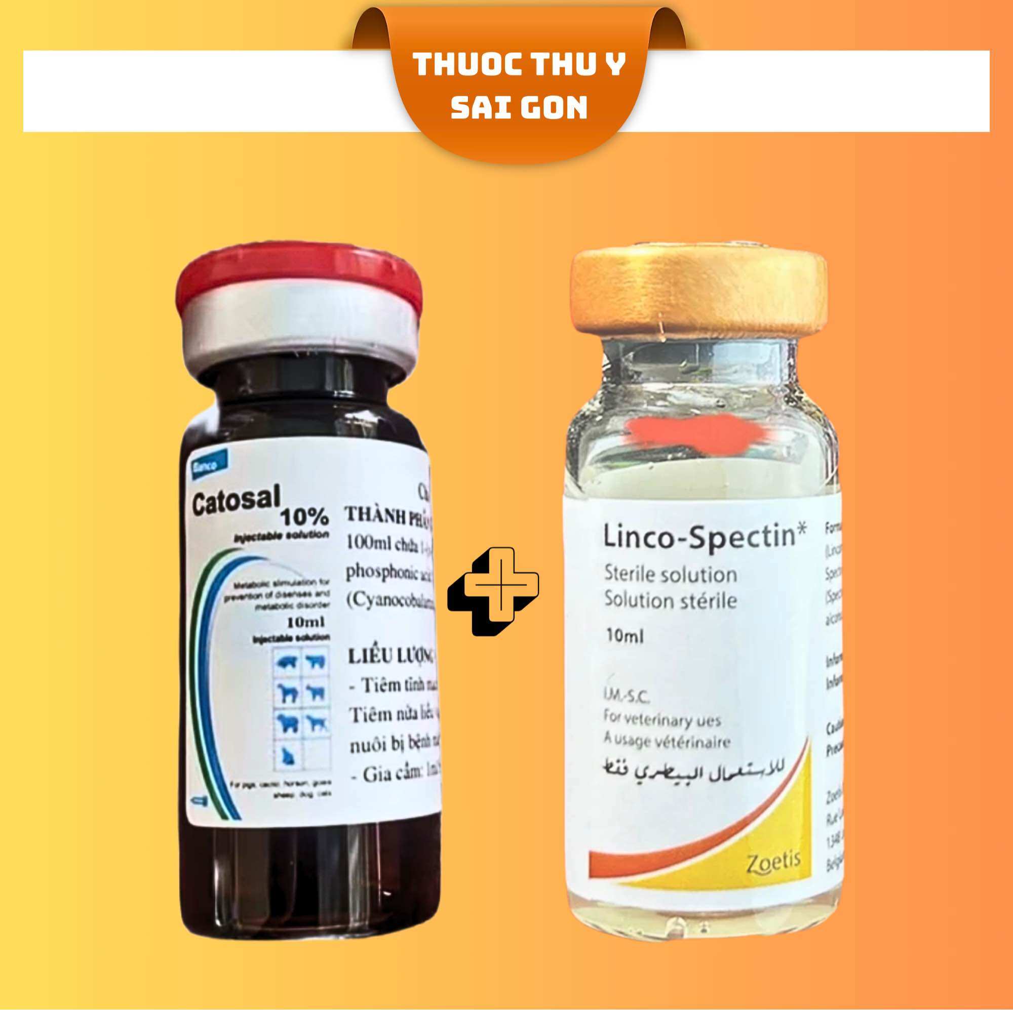 Bộ đôi Lincospectin 10ml + Catosal 10ml - Dùng cho gà bị khò khè, gà bị tang, viêm khớp, đường ruột, catosal giúp tăng đề kháng, đỏ khỏe, mau khỏi bệnh.