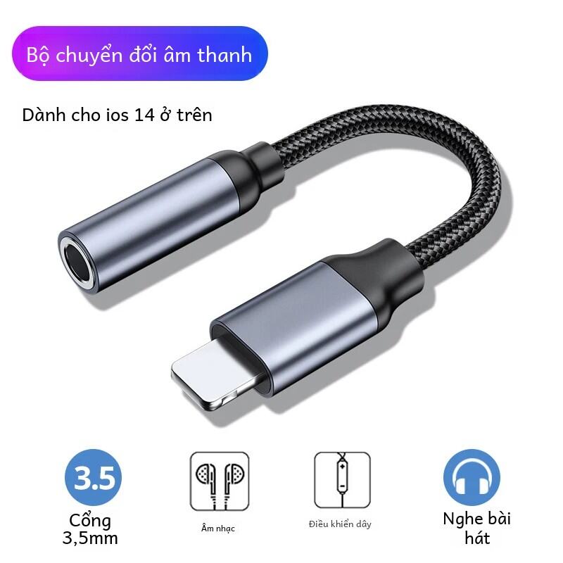 8 Pin Đến 3.5 Mm Jack Cắm Cáp Aux Nam Đến Nữ Cổng Kết Nối Tai Nghe Bộ Chia Âm Thanh Cho iPhone 14 13 12 11 Pro Max IOS 14