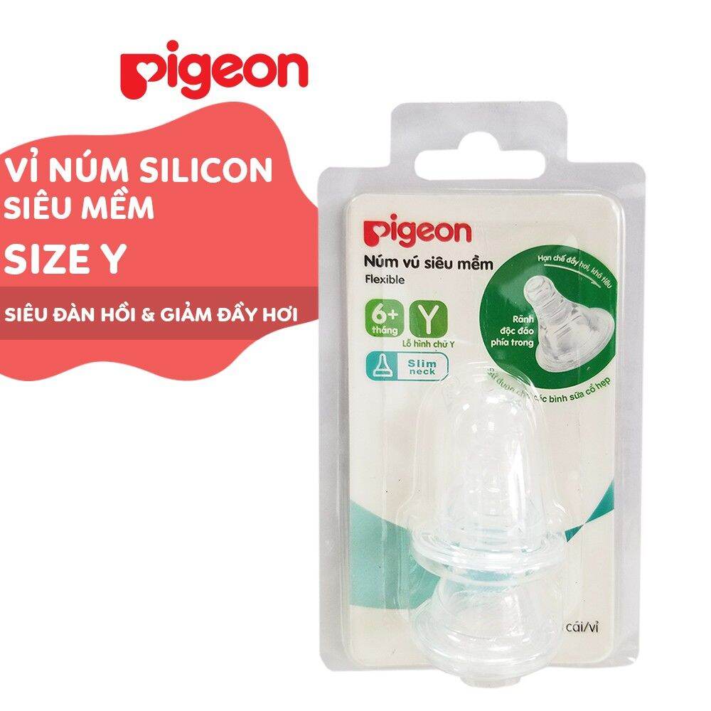 Núm vú cổ hẹp Pigeon vú vúm Silicone Siêu mềm (2 cái /1 Vĩ)