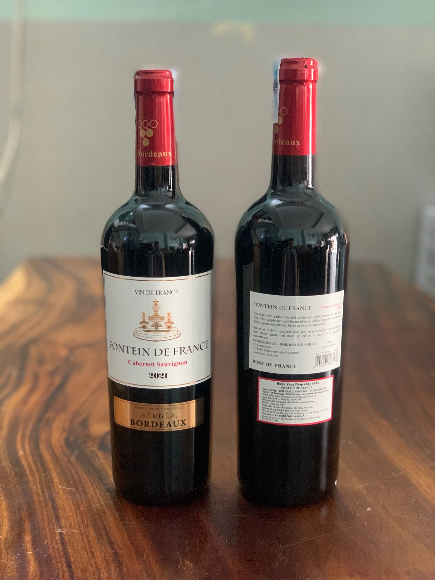 Vang pháp fontein de france 750ml , 13,5% vol