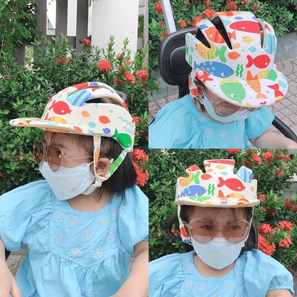 Nón bảo hiểm bảo vệ đầu - Mũ bảo vệ đầu đa năng cho bé tập đi/ tập ngồi xe máy - Mẫu có vành - Hàng Việt Nam