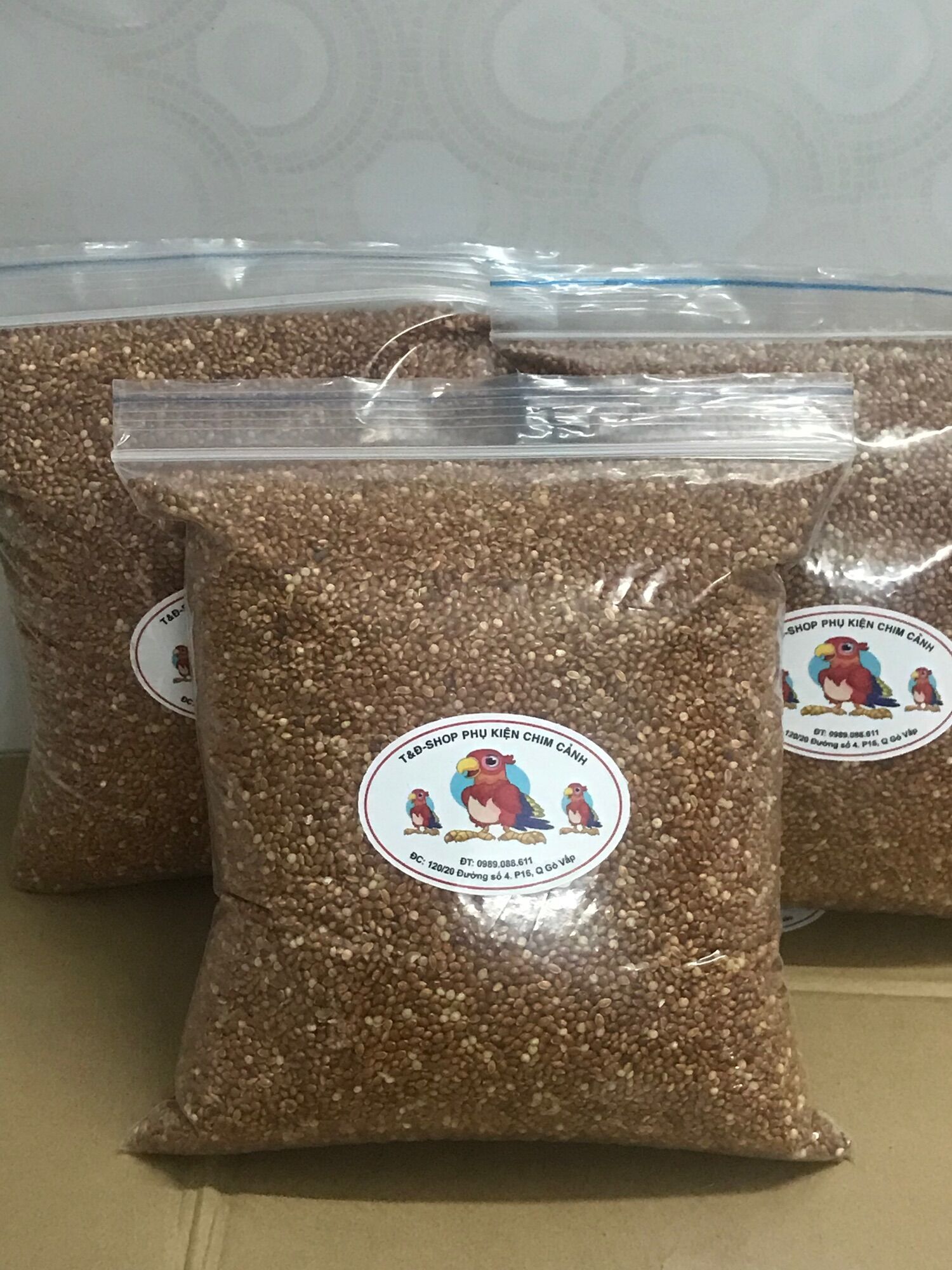 Kê đỏ hạt to gói 3kg- thức ăn cho chim cảnh yến phụngmanh manhvẹt…..