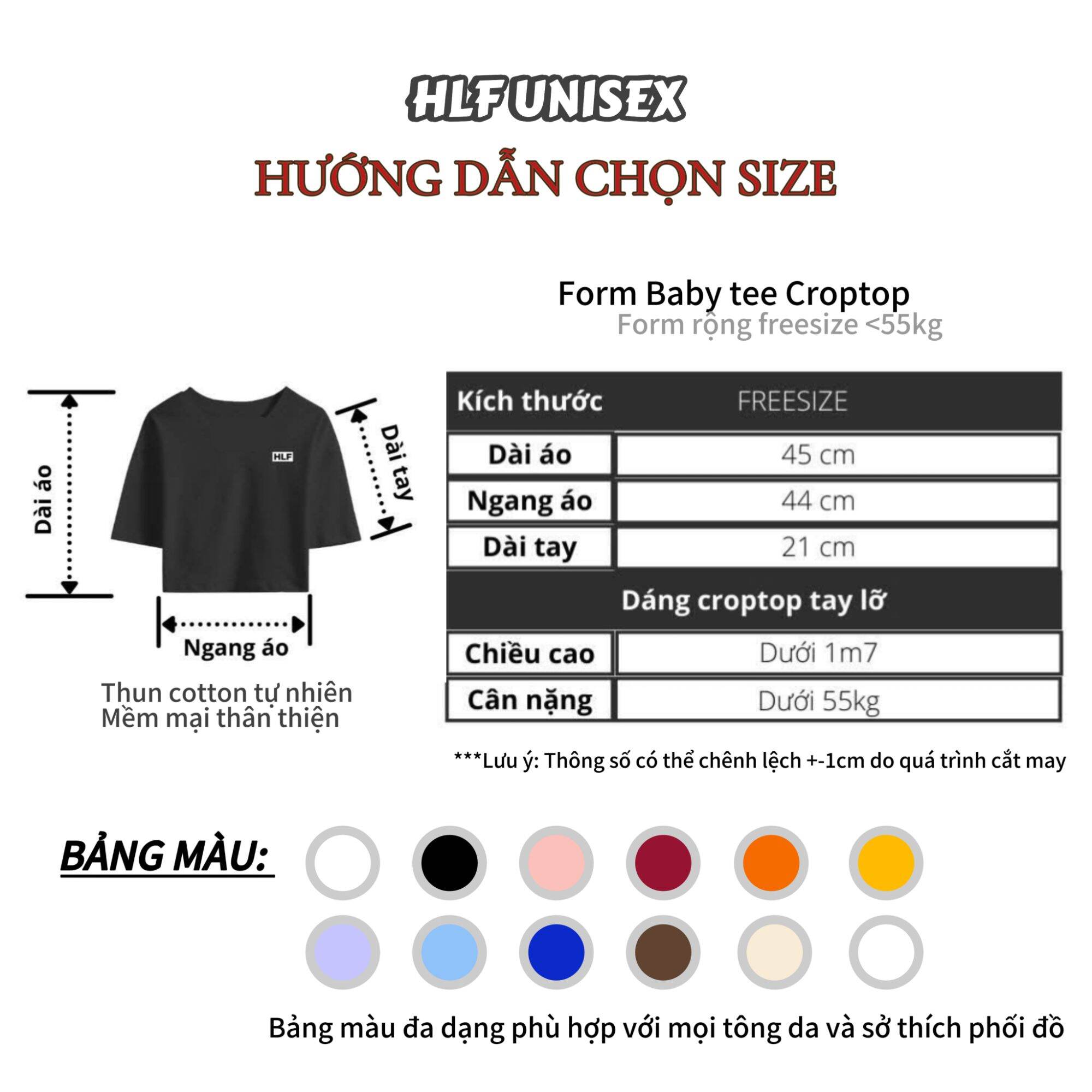 Áo baby tee cổ tròn thun nữ croptop Happy Day Today, brand HLF