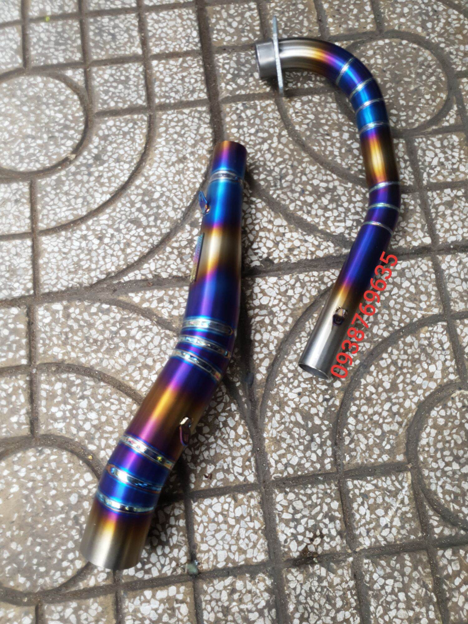 Cổ pô 2 khúc titan gắn exciter winer sonic raider satria gsx.