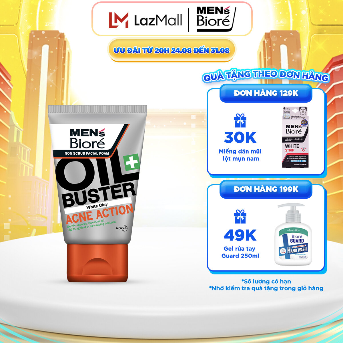 Sữa Rửa Mặt Men Biore Oil Buster Sạch Nhờn Giảm Mụn 100g