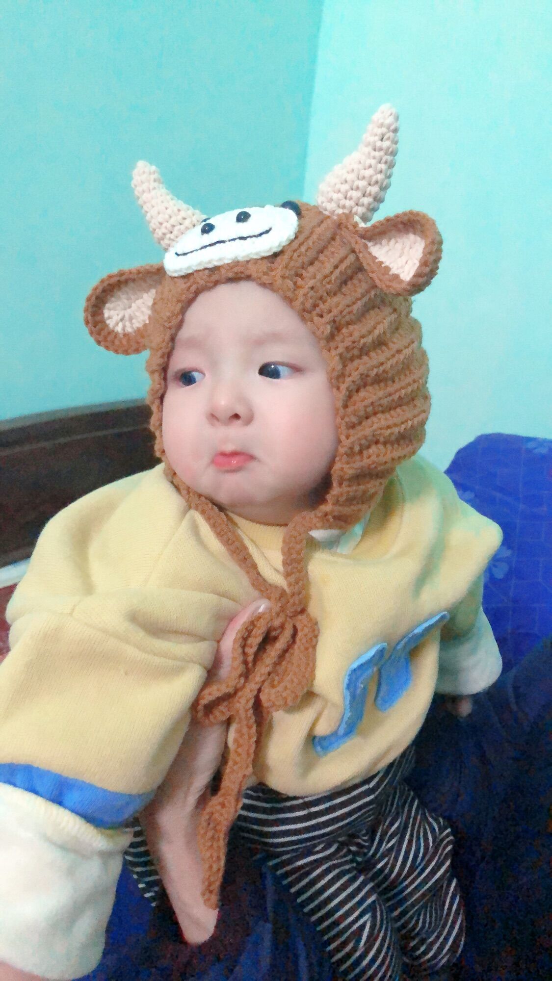 Mũ len cho bé set mũ trâu bonnet cho bé trai