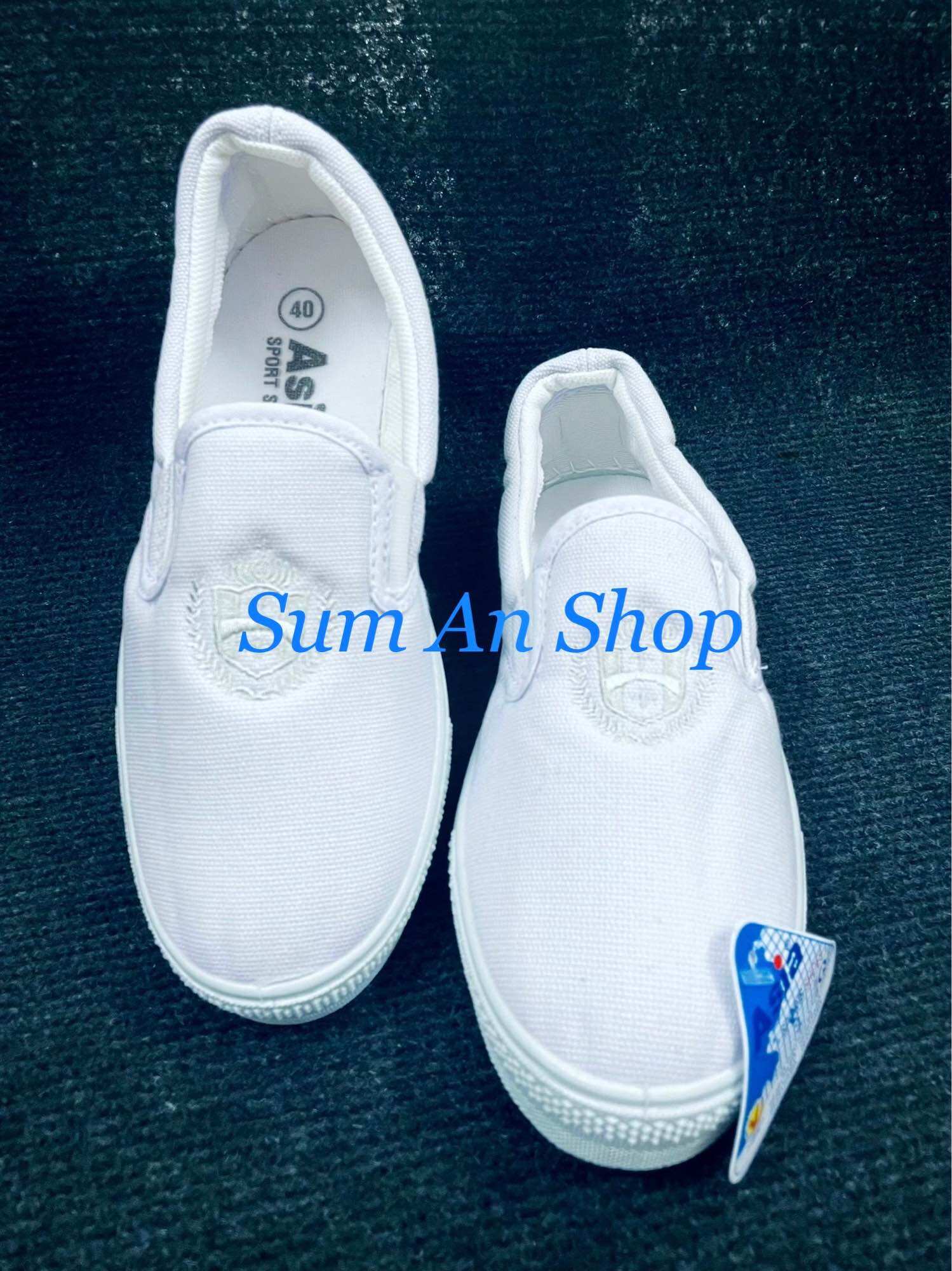 Giày thể dục lười Xỏ NAM vải TRẮNG M06 có size 44 thể thao học sinh Asia