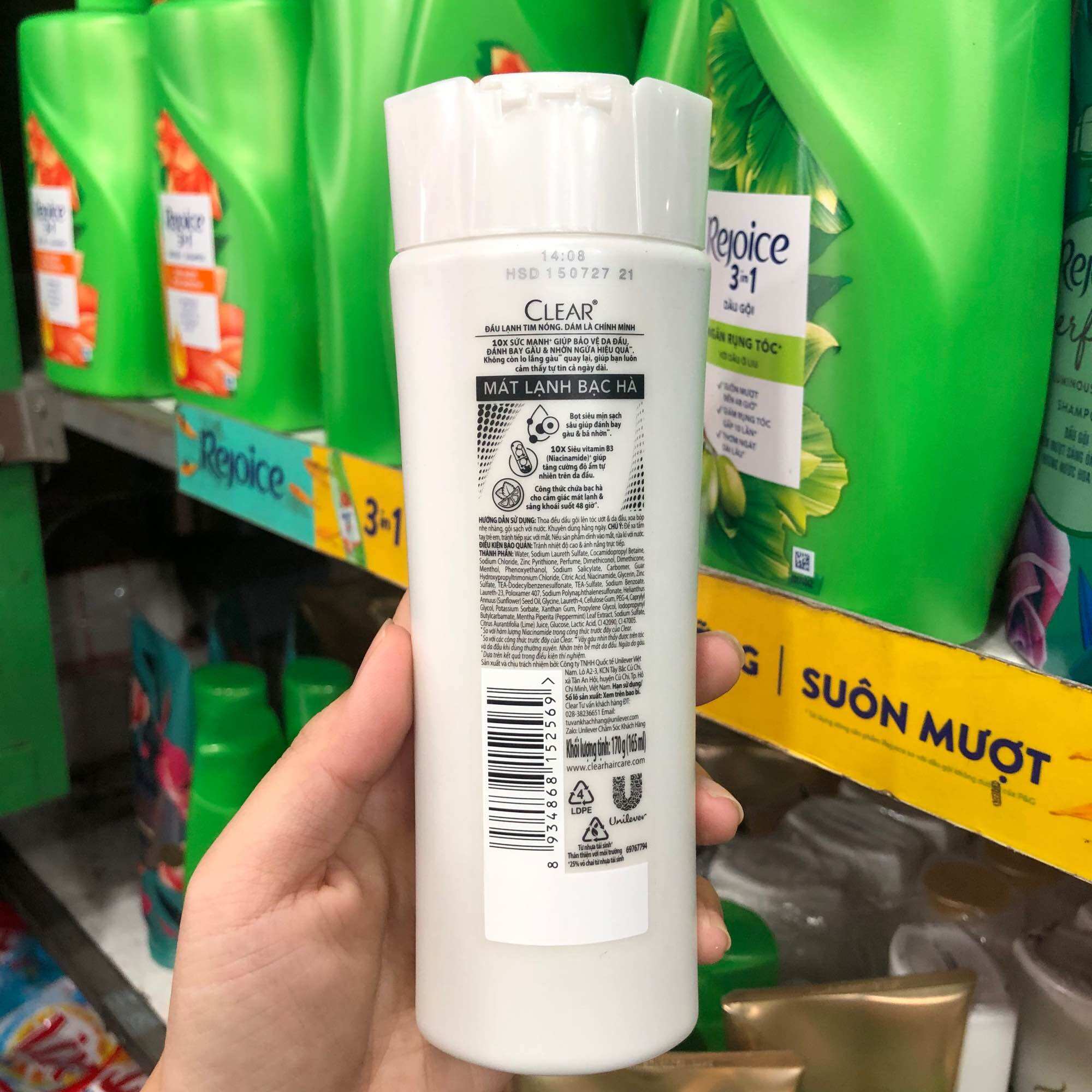 Dầu Gội Clear Mát Lạnh Bạc Hà 170g