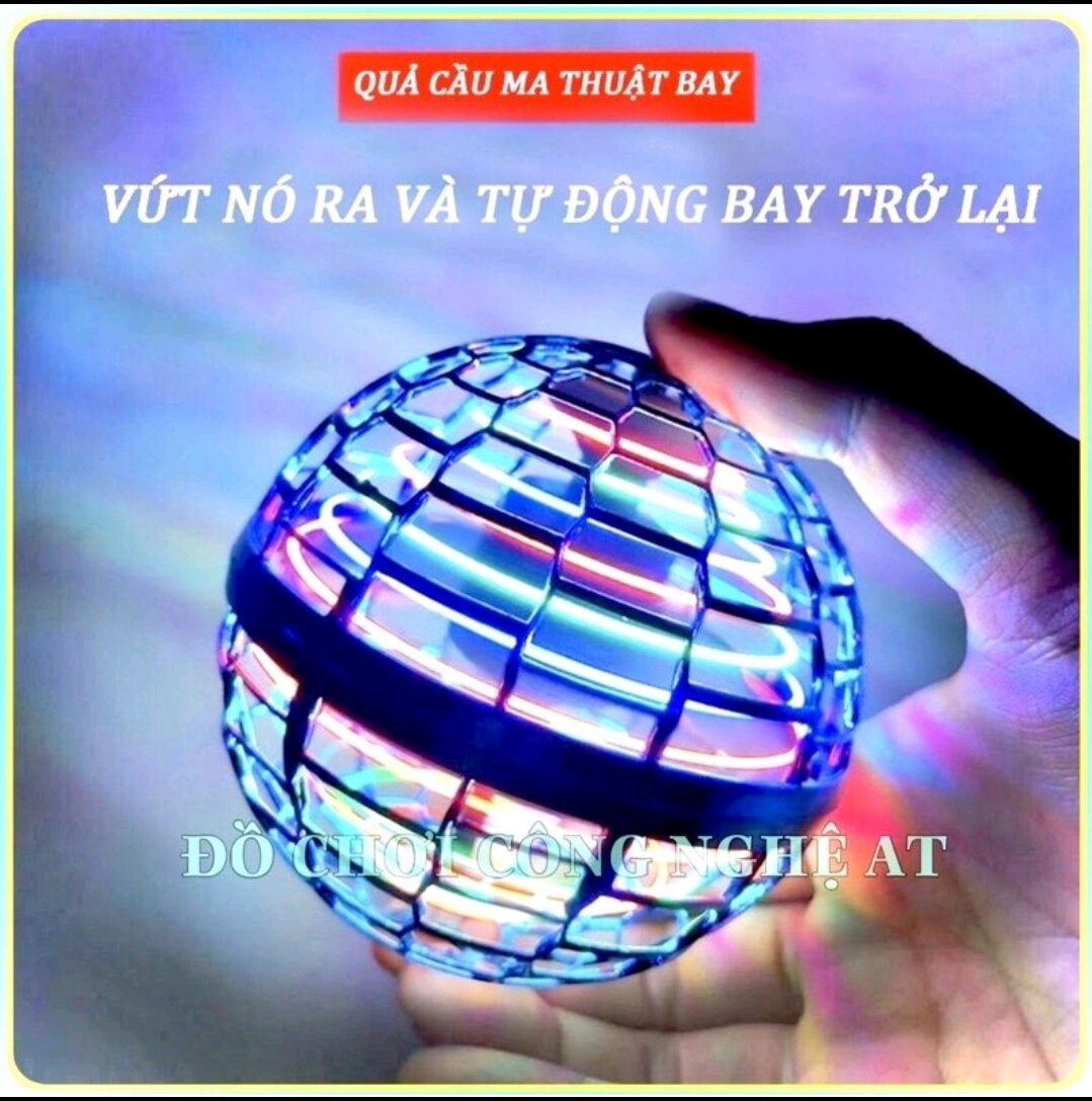 Quả cầu ma thuật phát sáng bay lơ lửng có đèn nhấp nháy nhiều màu sắc- có điều khiển