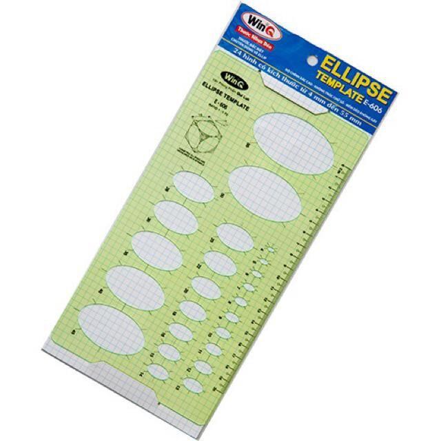 (Combo 2c) Thước vẽ kỹ thuật, thước Elip, ELLIPSE TEMPLATE WinQ E-606
