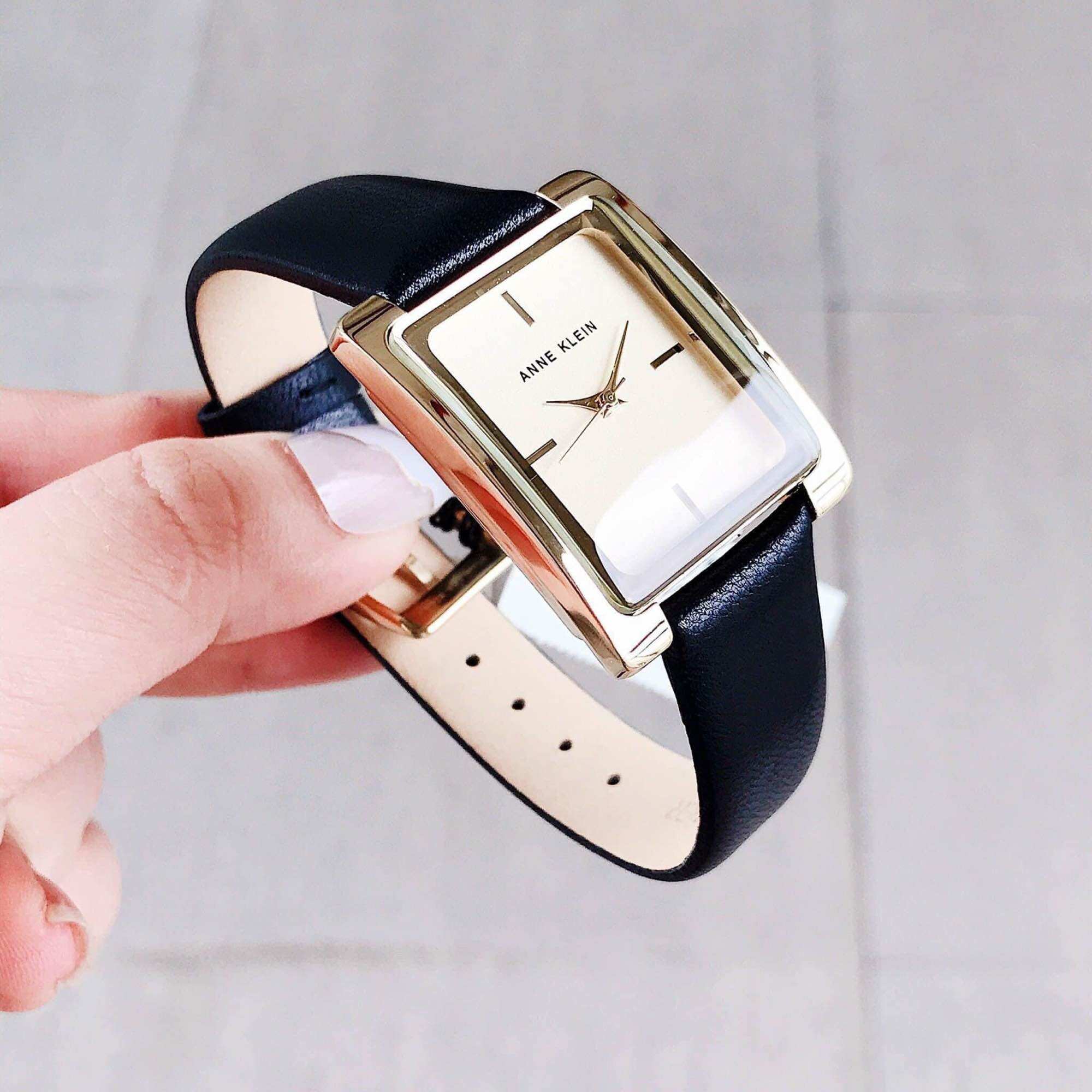 Đồng hồ nữ Anne Klein dây da, size 35x28mm