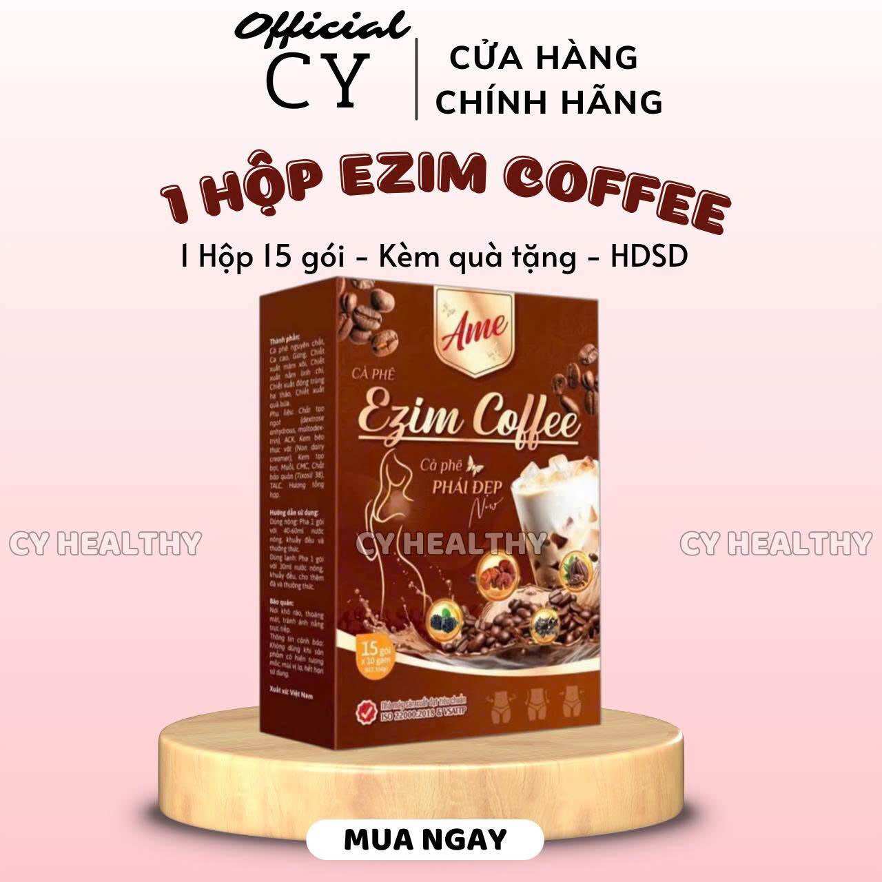 Giảm Cân Ezim Coffee Thơm Ngon Dễ Uống - 1 hộp 15 gói - giam 1-3kg - emo coffee thuần chay giảm mỡ hiệu quả