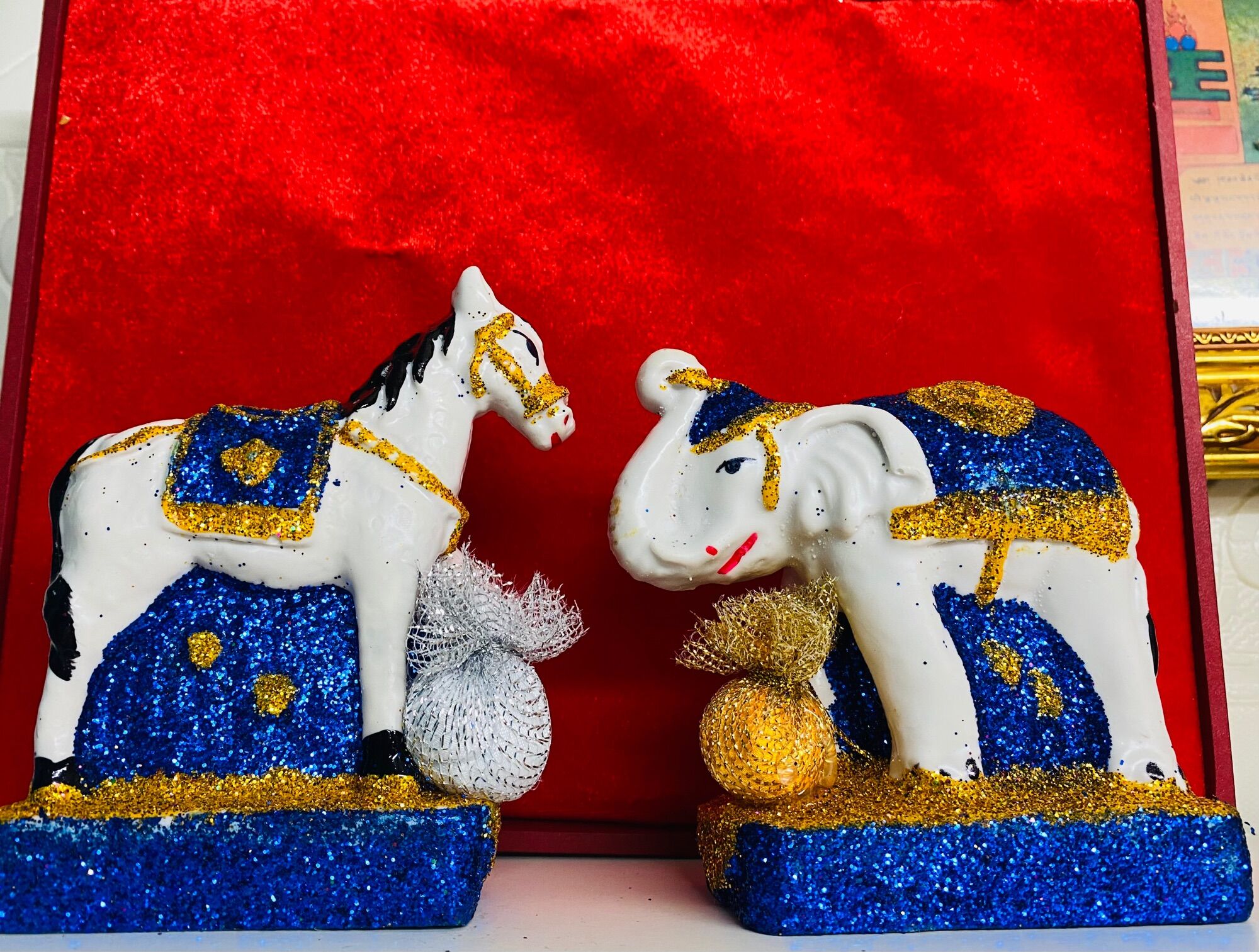 Đồ thờ thái lan 1cặp tượng 🐎🐘 cúng dường đặt bàn thờ tổ thần