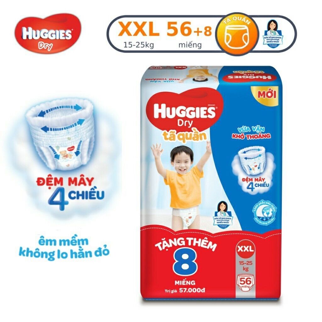 Tã quần huggies XXL54+8 mẫu mới