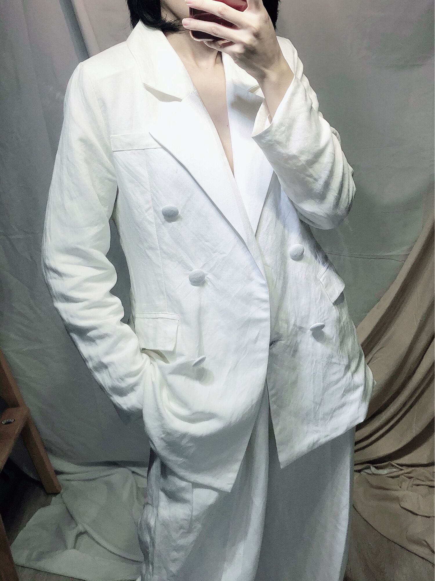 Blazer Linen Top- Áo Blazer linen