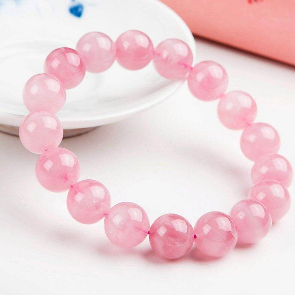 Vòng tay đá thạch anh hồng phấn thiên nhiên 08 mm