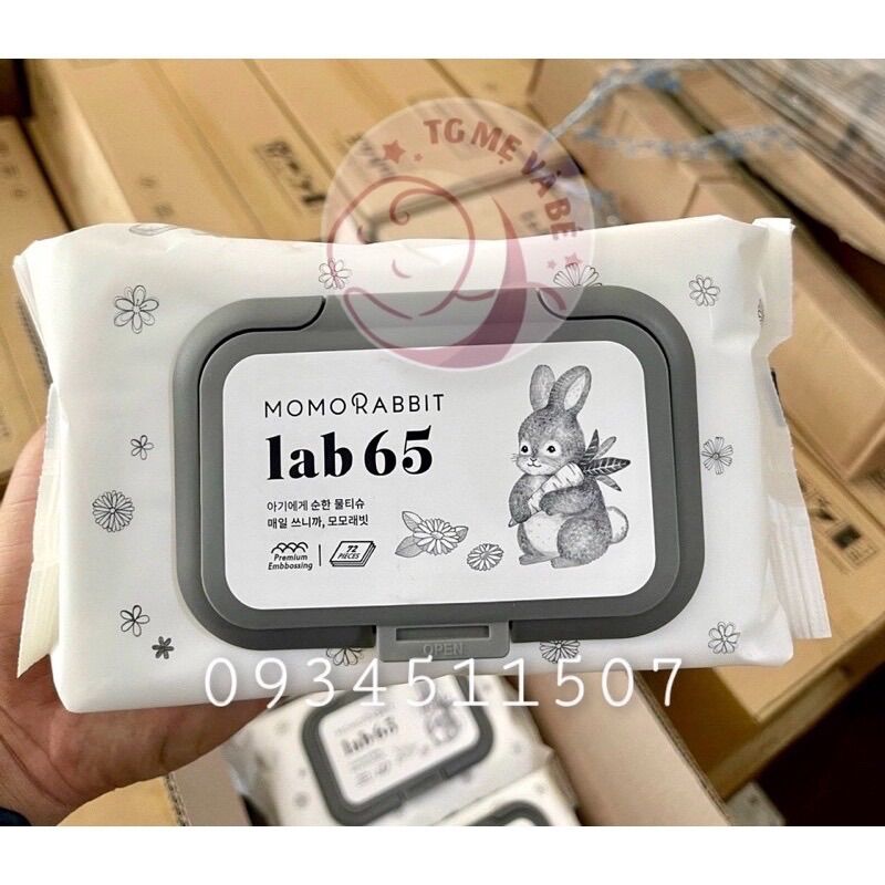 Khăn giấy ướt momo rabbit hàn quốc lab65 loại 20tờ / 72 tờ