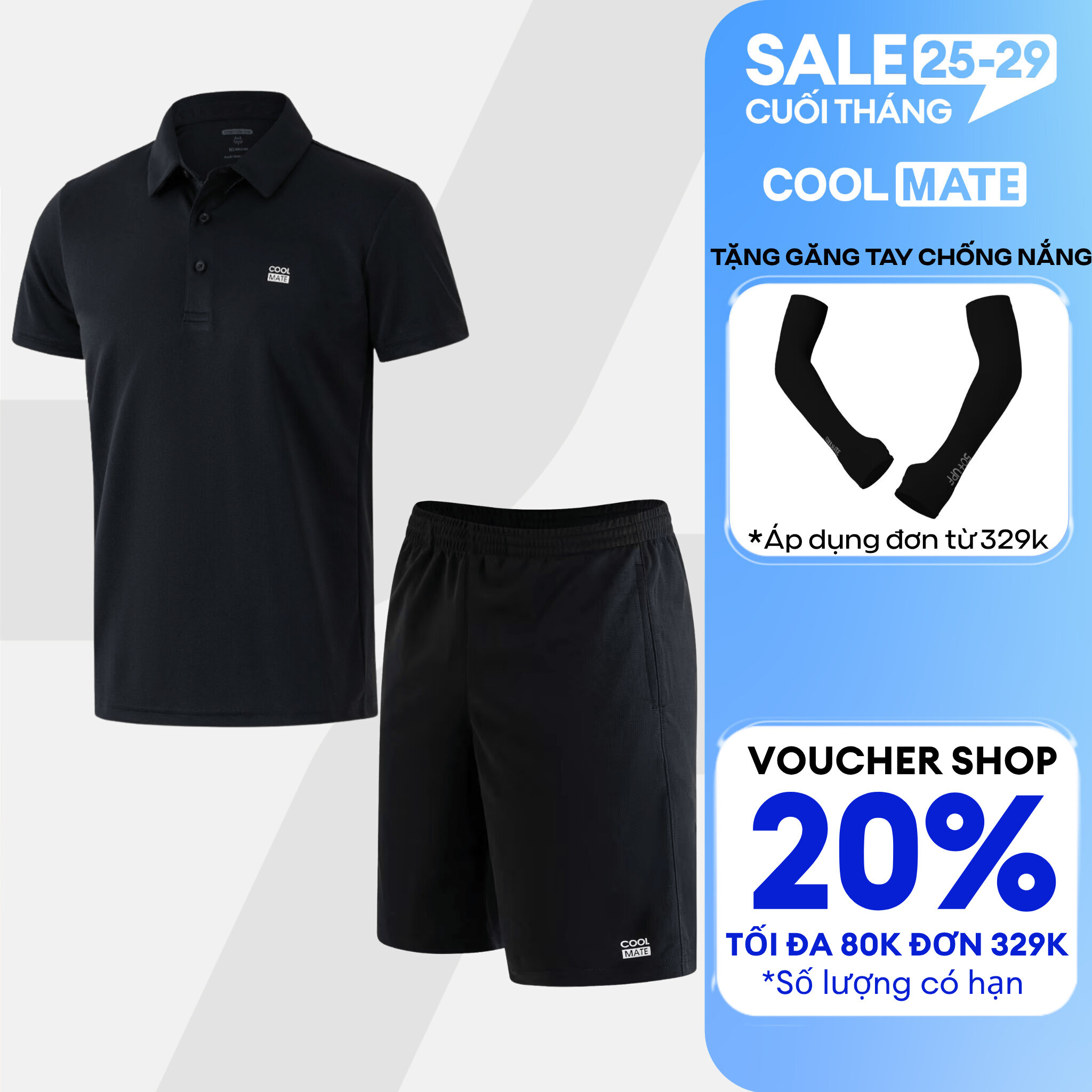 [TẶNG QUÀ ĐƠN TỪ 329K]Set đồ, bộ thể thao nam tập Gym, Pickleball ProMax S1 Áo Polo + Quần shorts mềm mại, thoáng khí, nhanh khô logo Coolmate