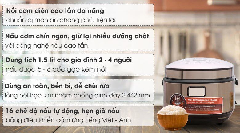 Nồi cơm điện cao tần Sunhouse Mama 1.5 lít SHD8955 sản phẩm mới kích hoạt bảo hành chính hãng 18T