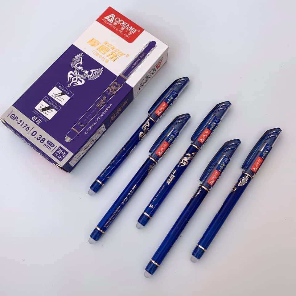 Hộp 12 cây bút mực xóa được Aodemei (Mực màu xanh) . Hàng chất lượng cao, kiểu dáng nhỏ gọn, không lem mực, không đứt nét