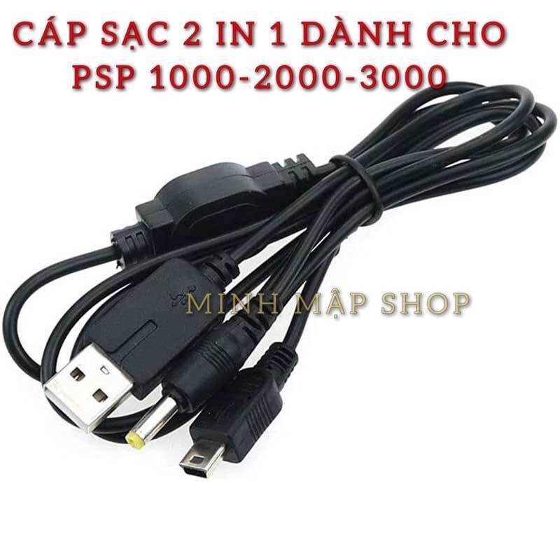 Cáp sạc 2 in 1 dành cho máy game PSP 1k/2K/3K