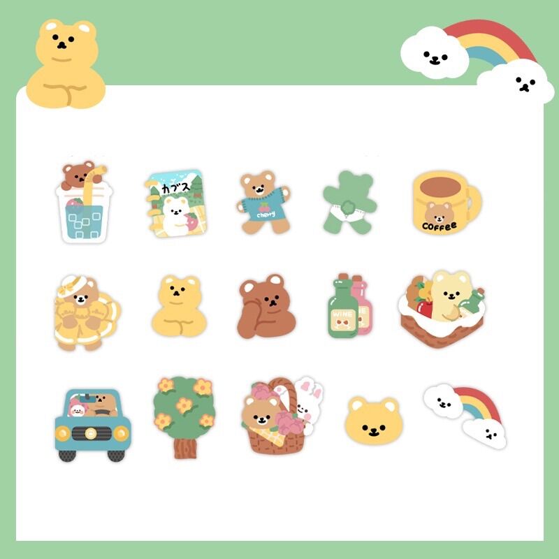 Hộp 45 sticker dán cute trang trí