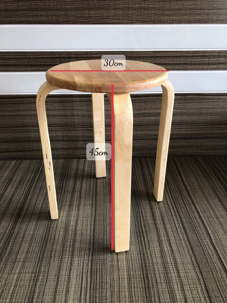 Ghế Gỗ Cao Su Chân Kiềng Cao 45cm & 35cm