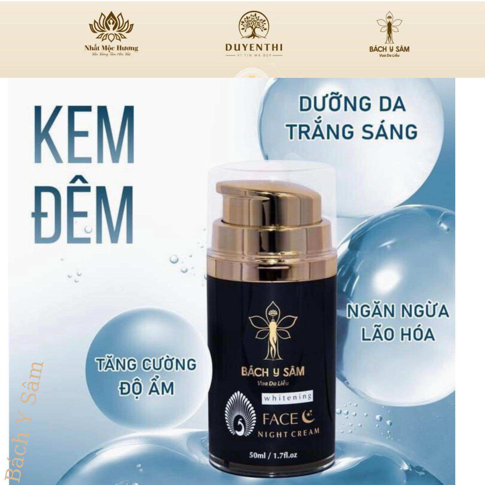 Kem dưỡng trắng da ban đêm trắng sáng mờ nám dưỡng ẩm bl32 bạch linh bách y sâm 50 ml