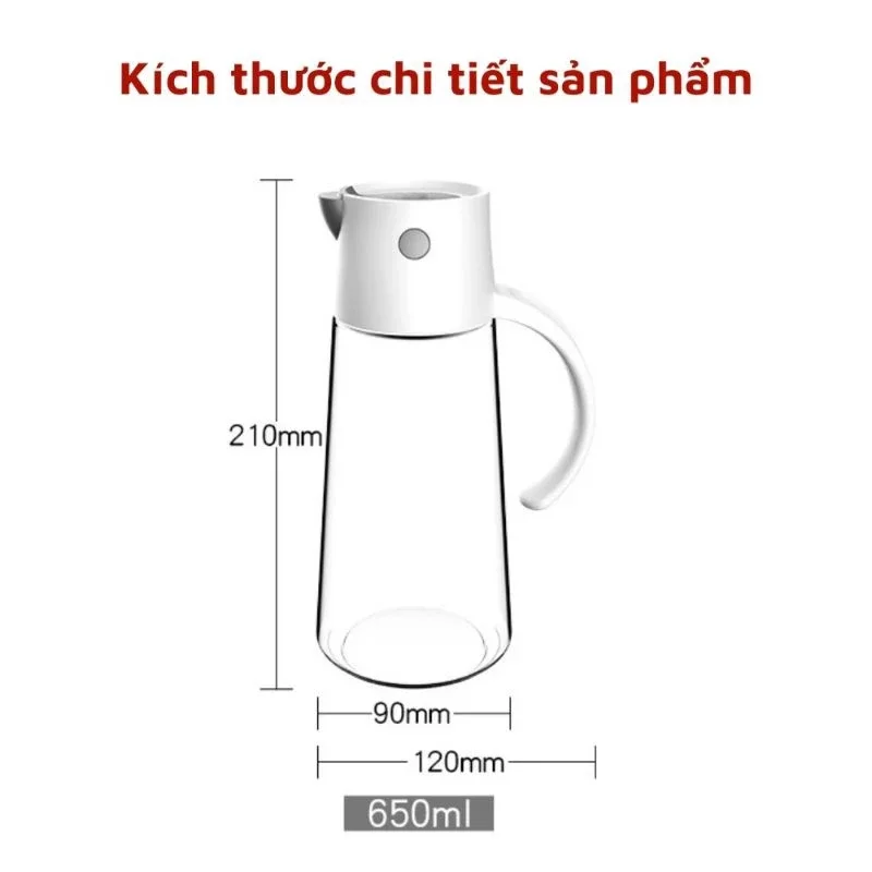 Bình rót đựng dầu ăn 600l tự động mở nắp