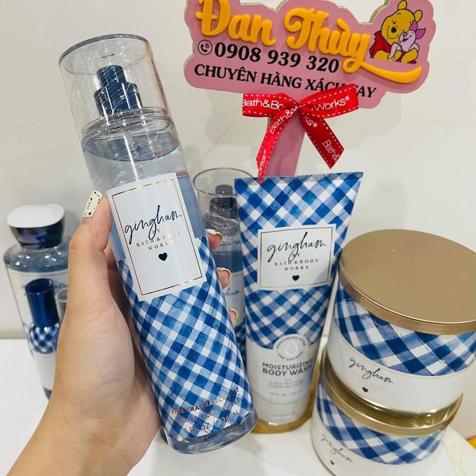 GINGHAM Xịt Thơm Tắm Dưỡng BATH & BODY WORKS 236ml (hàng Mỹ)