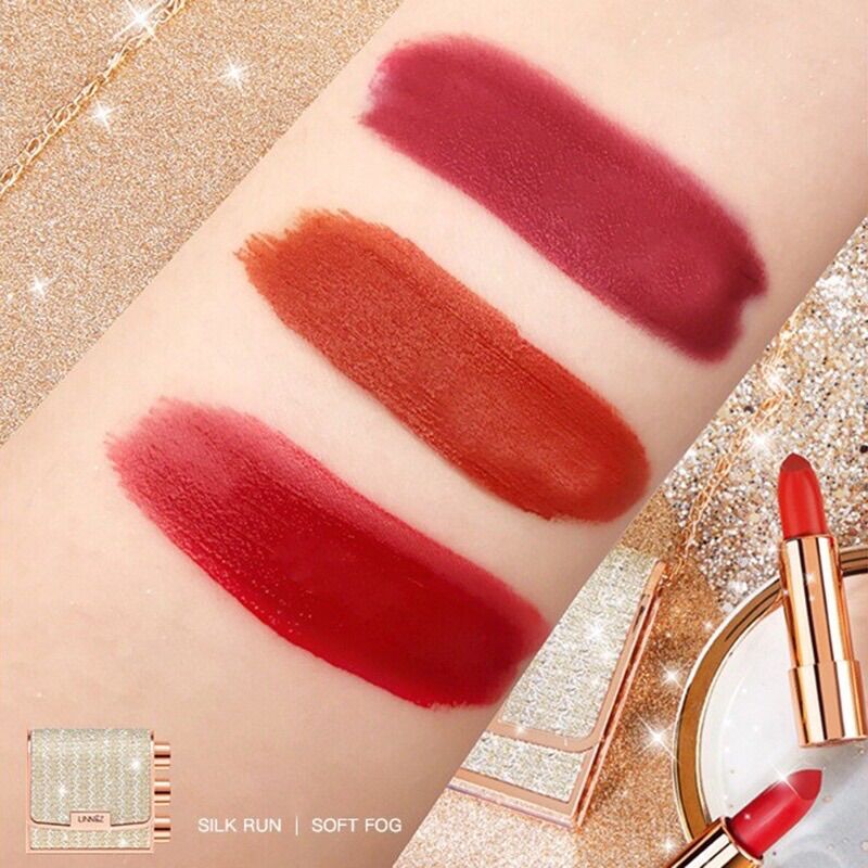 Set 3 Son Thỏi Matte Túi Xách Linnsz Khảm Đá NO.9213