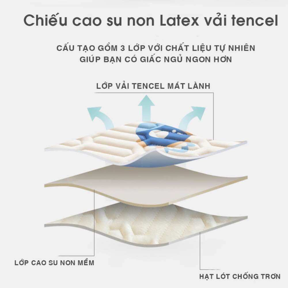[TẶNG 2 VỎ GỐI] CHIẾU ĐIỀU HÒA TENCEL LATEX CAO SU NON (nặng 2kg trở lên)