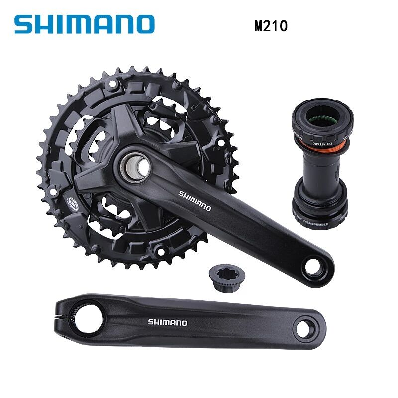 Bộ đùi đĩa shimano mt-210 cốt rỗng kèm bb mt-500