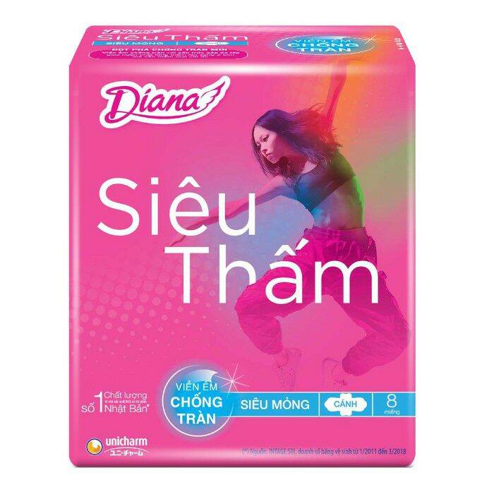 Băng vệ sinh Diana Siêu Thấm Siêu Mỏng Cánh