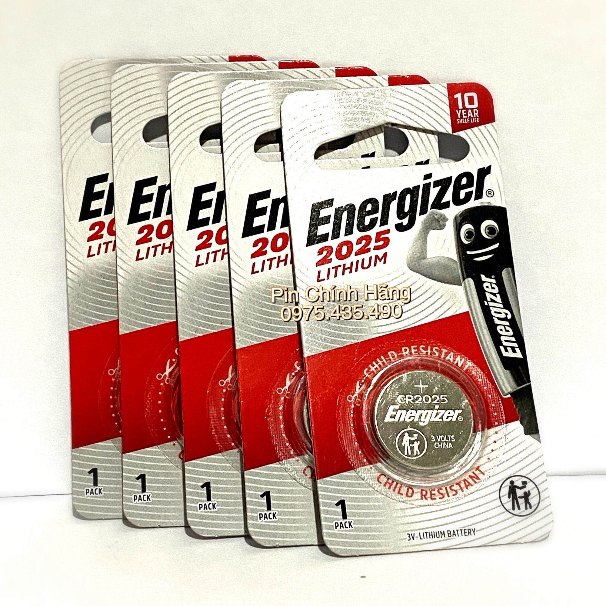 Bộ 5 Viên Pin CR2025 Energizer Lithium 3V Chính Hãng Vỉ 1 Viên