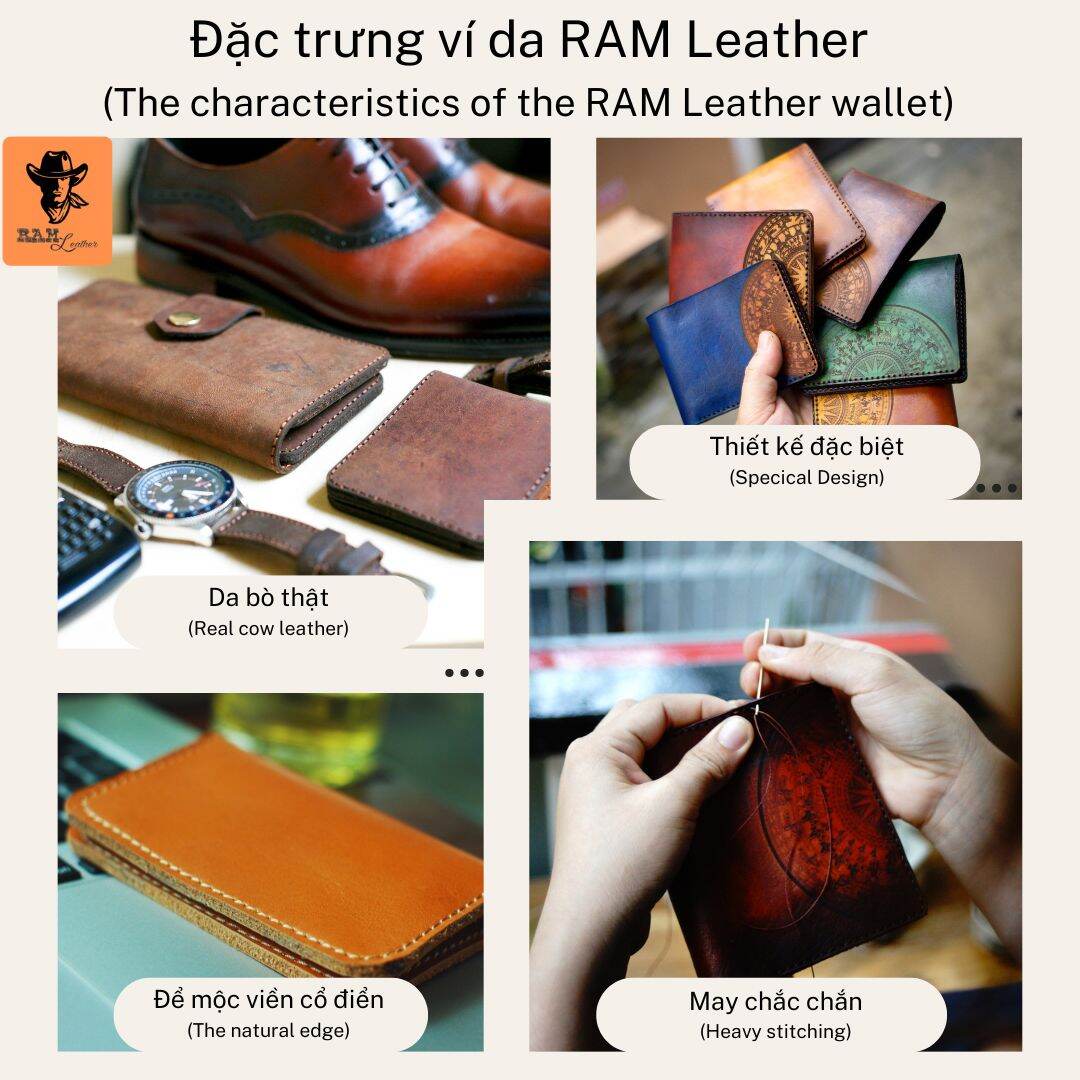 Ví Siêu bền RAM Leather Trống Đồng Dáng Ngang Lightbrown (Da Bò Thuộc Thảo Mộc Vegtan Wallet)