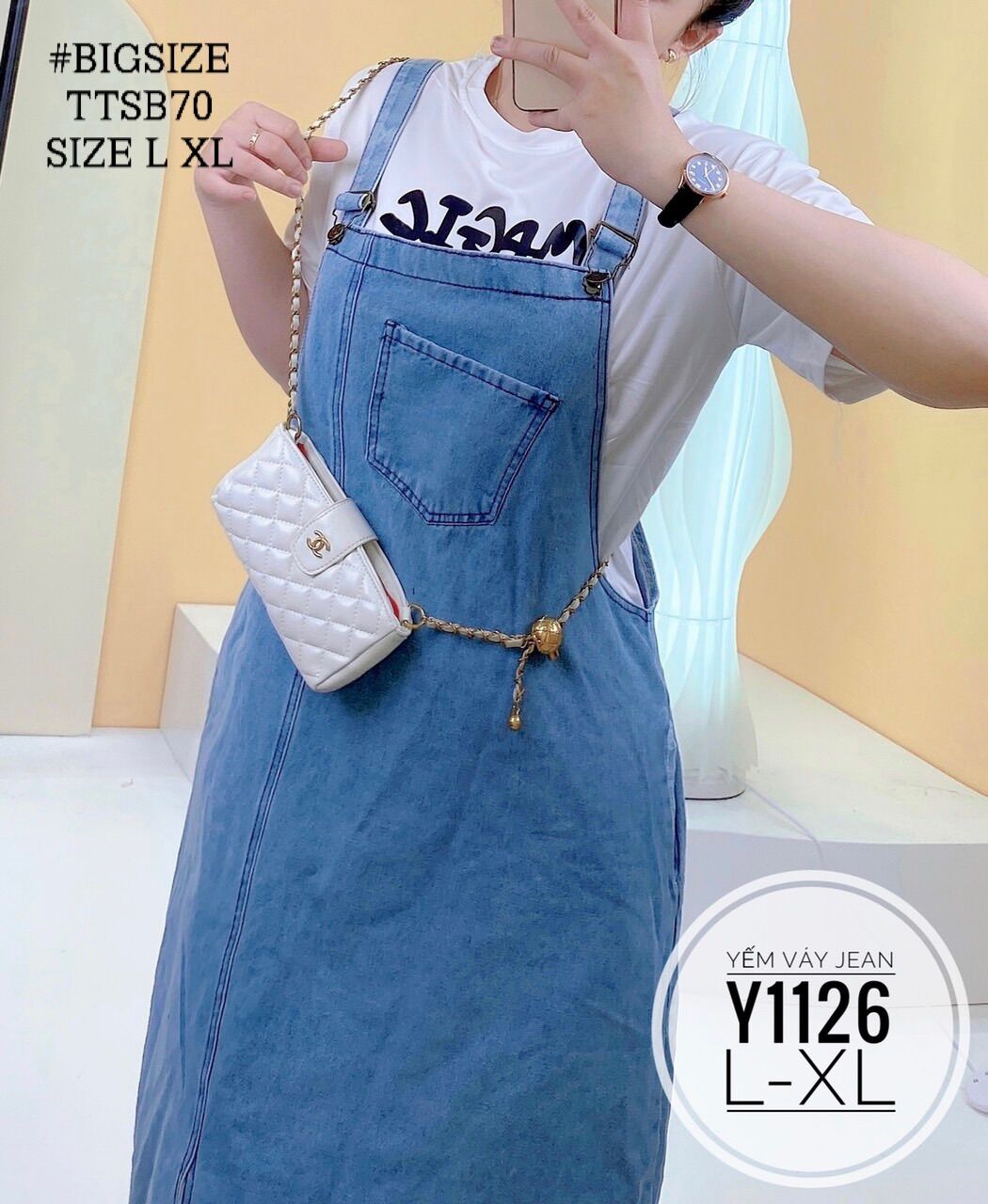 Bigsize 60- 90kg yếm váy jeans
