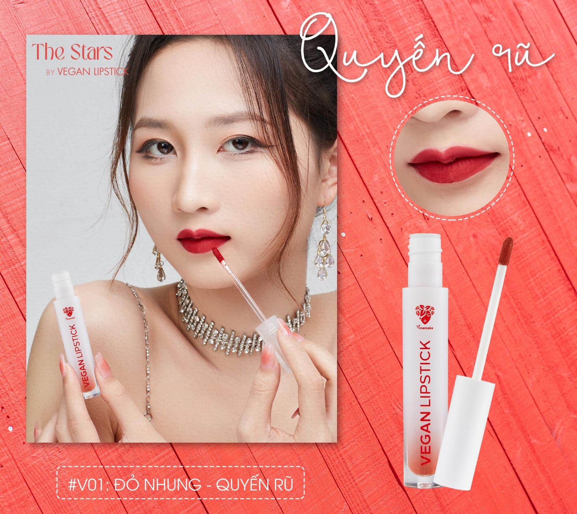 Son Kem Lì thuần chay VEGAN LIPSTICK ( Combo 3 thỏi son - Tặng sữa tẩy trang 155k)