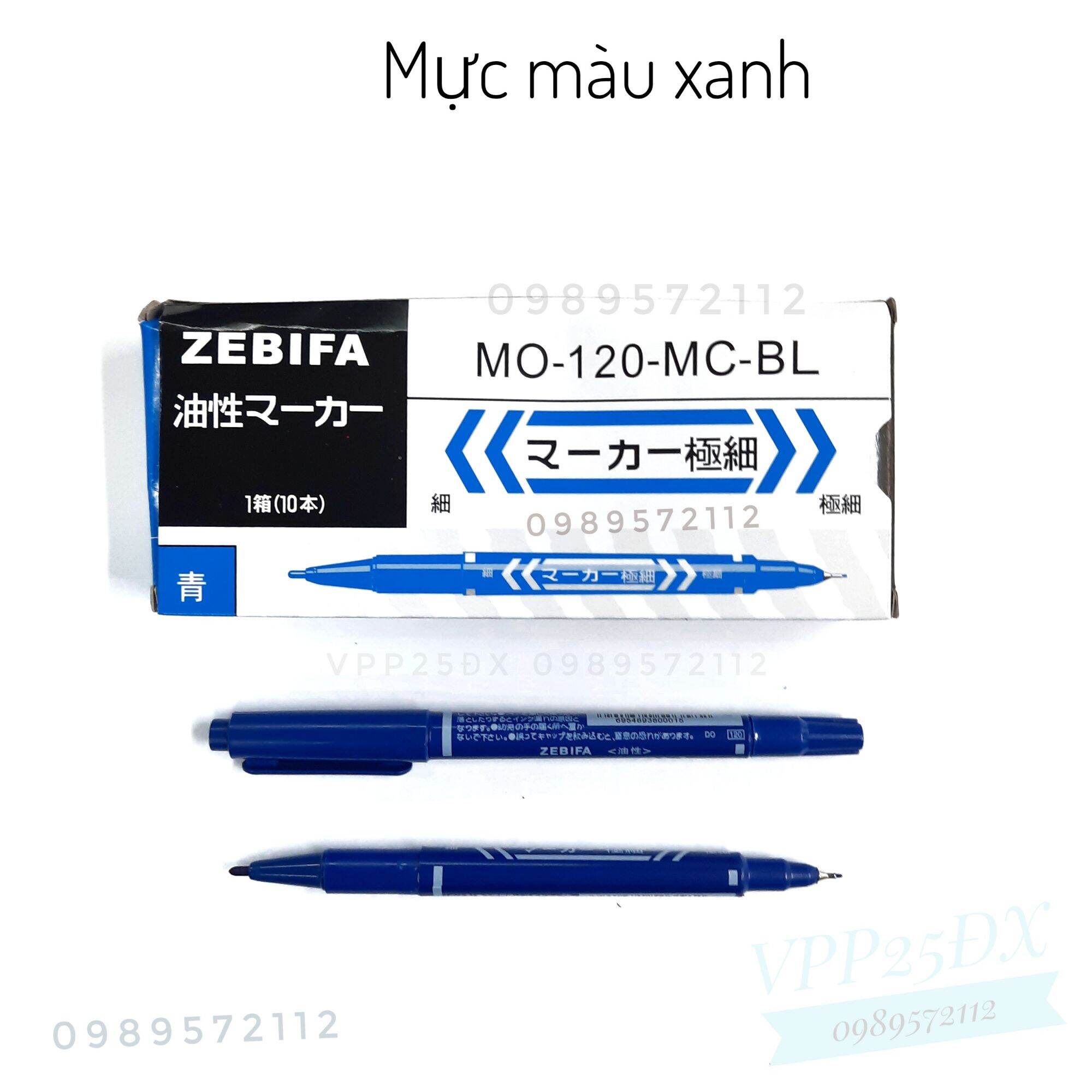 (10 cái) Bút dạ kính,Bút lông dầu 2 đầu nhỏ Zebifa Mo 120 (loại rẻ)