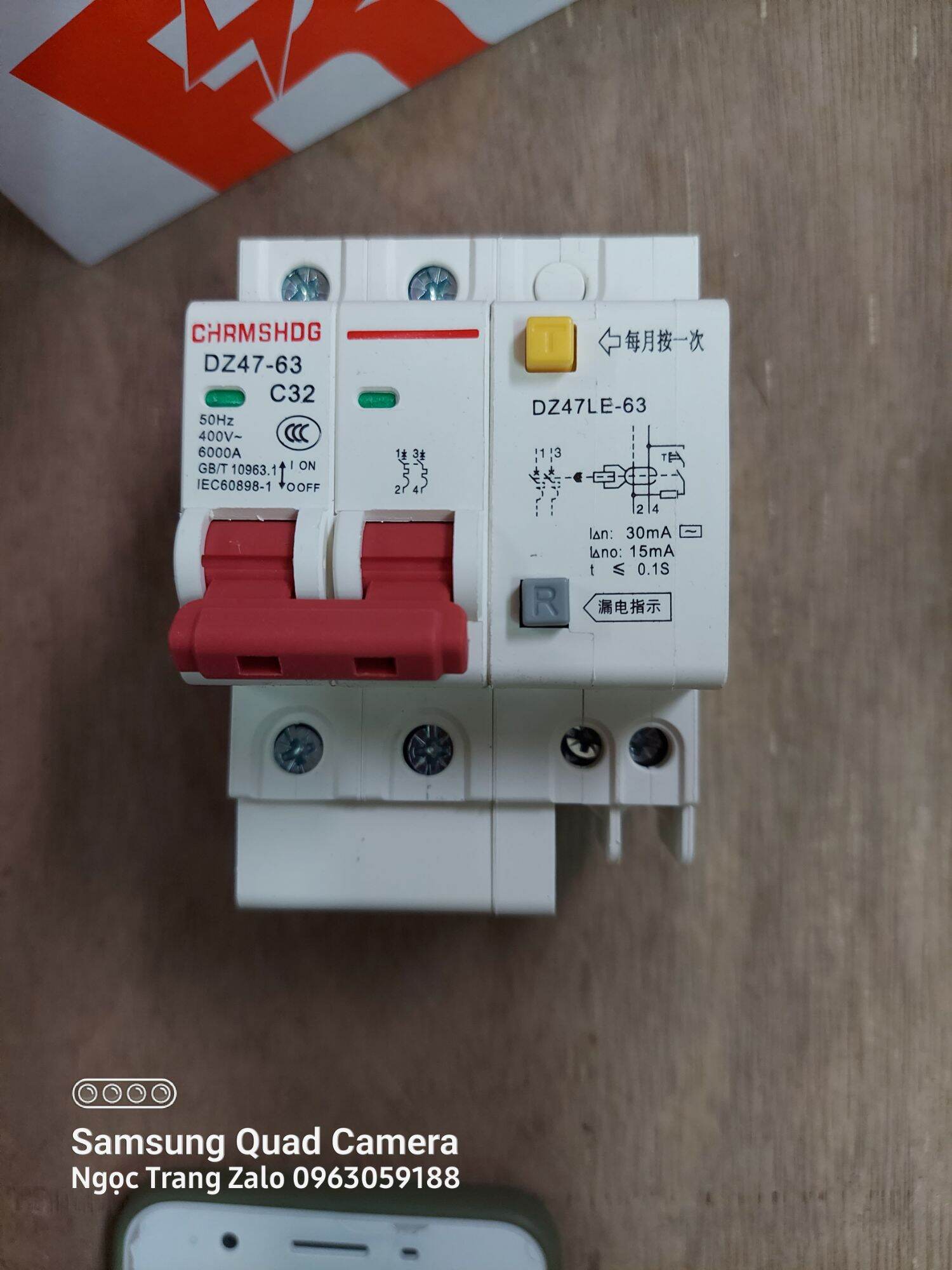 Aptomat chống giật 2 pha c32a