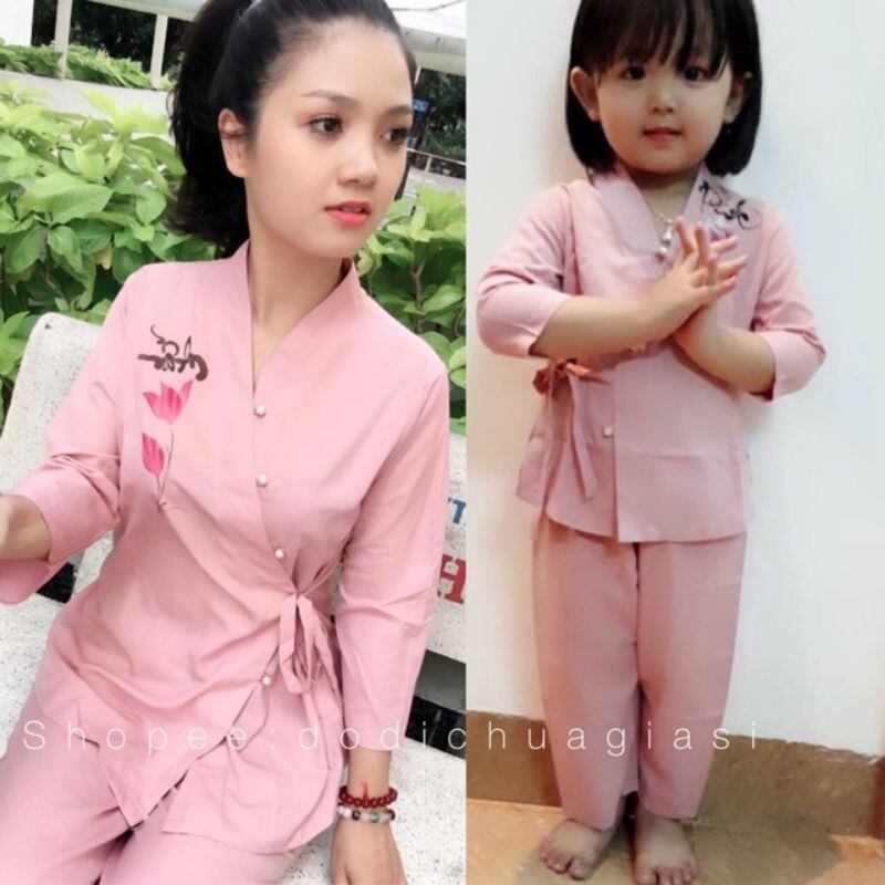 Đồ lam đi chùa - mẫu nhật nơ cho bé gái