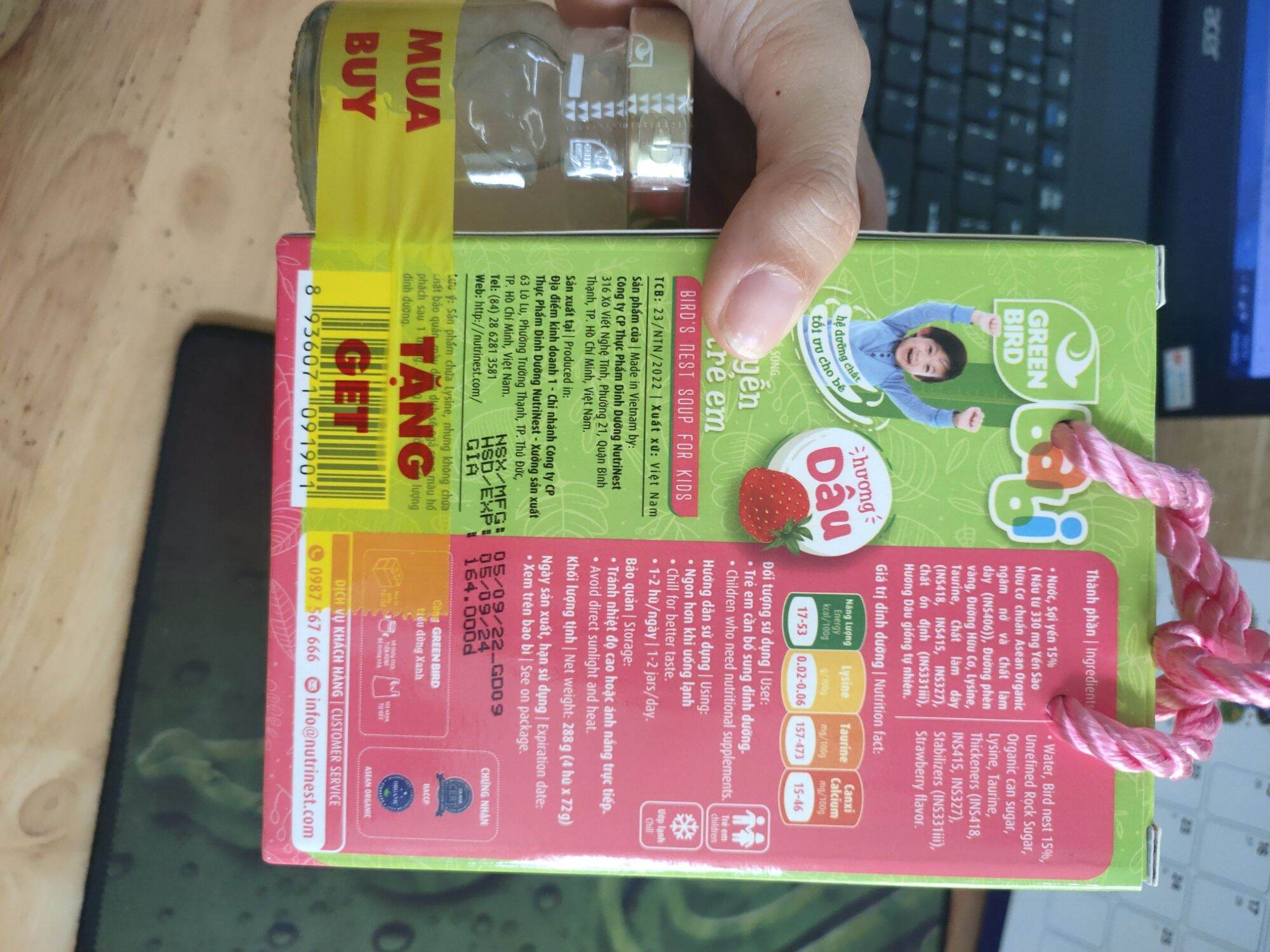💥💥SALE (MUA 1 LỐC TẶNG 1 HŨ) YẾN GREEN BIRD VỊ DÂU