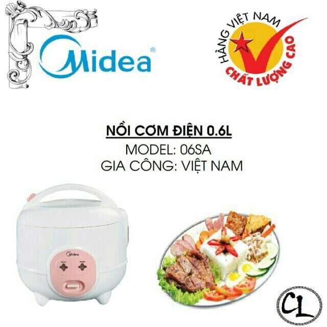 🐍Nồi cơm điện 0,6 lít Midea MR-CM06SA, 400W