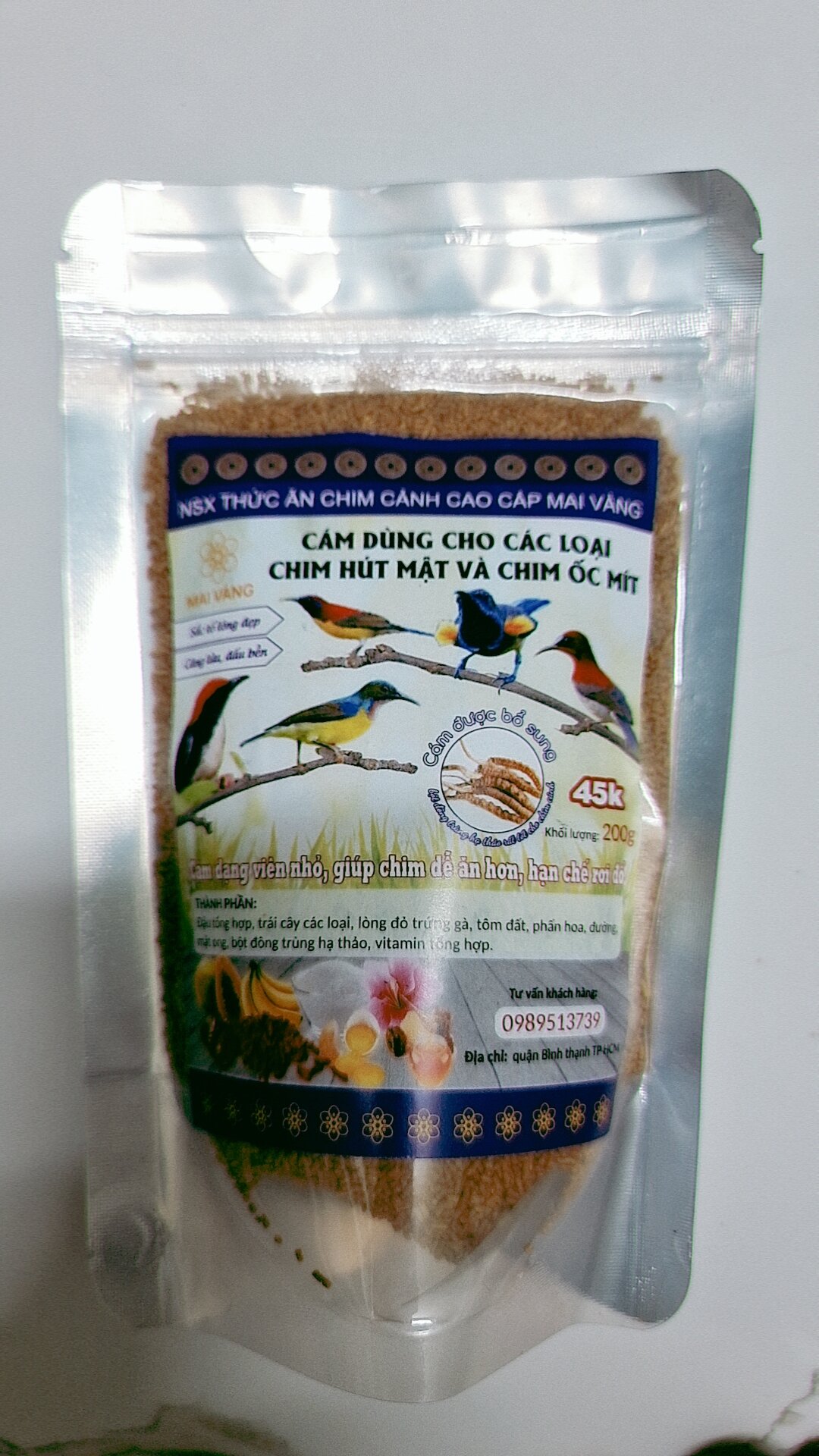 Combo 04 gói Cám chim hút mật và chim ốc mít 100g