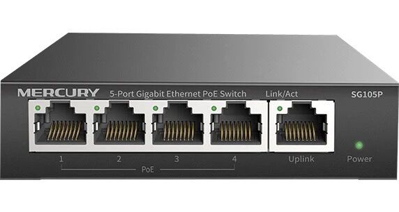Switch mercury sg105p, msg05cp poe full gigabit 5 cổng vỏ thép 43w
