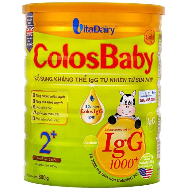 Tặng 1 ly thủy tinh - sữa bột colosbaby gold số 0+, 1+, 2+ lon 800g