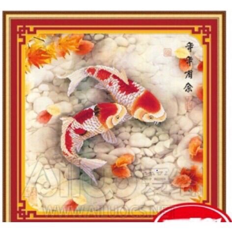 Tranh thêu chữ thập cá 3d 31380 50x50cm chưa thêu