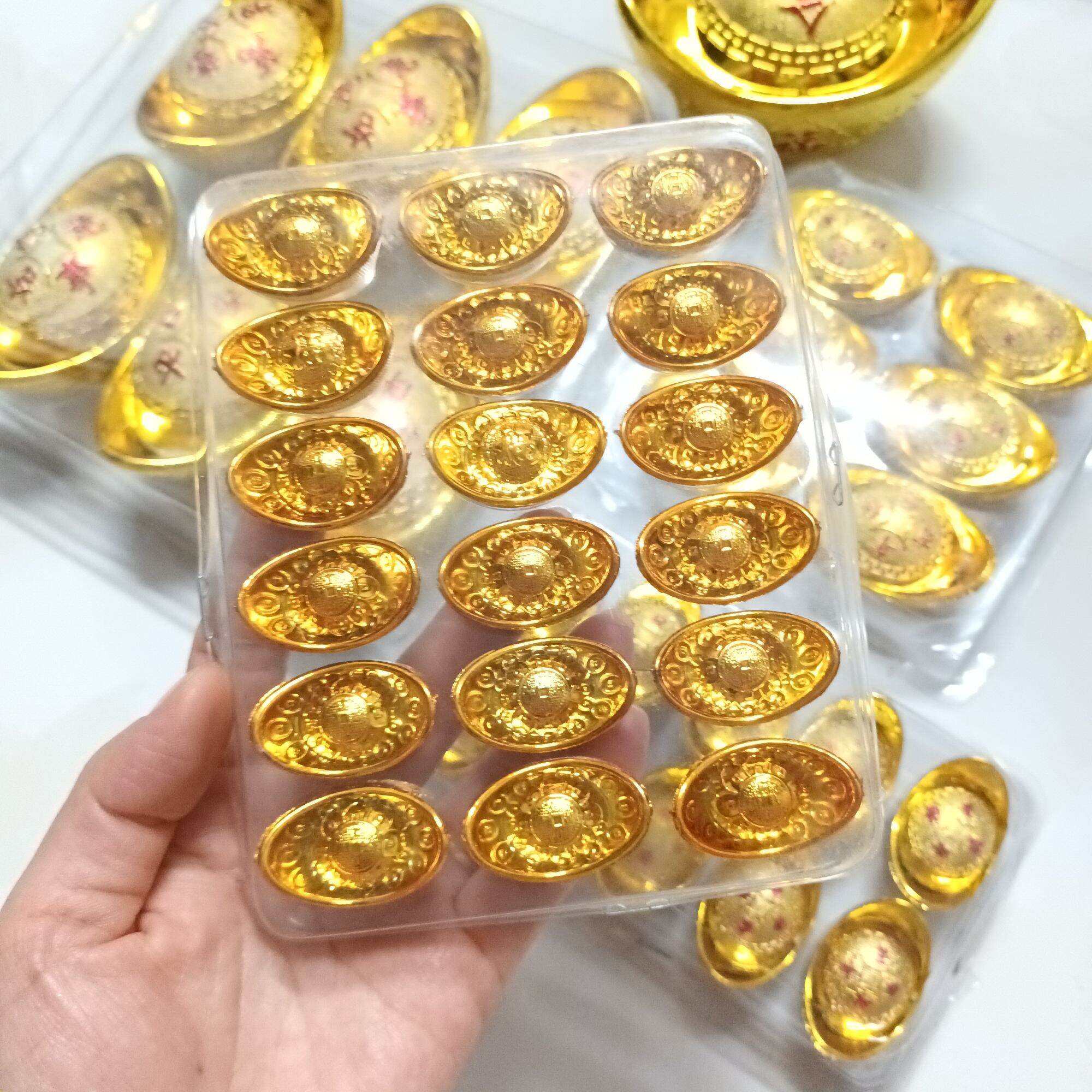 6 thỏi vàng tài lộc trưng bàn thờ thần tài kích tài lộc, trưng ngày tết thu hút tài lộc đầu xuân