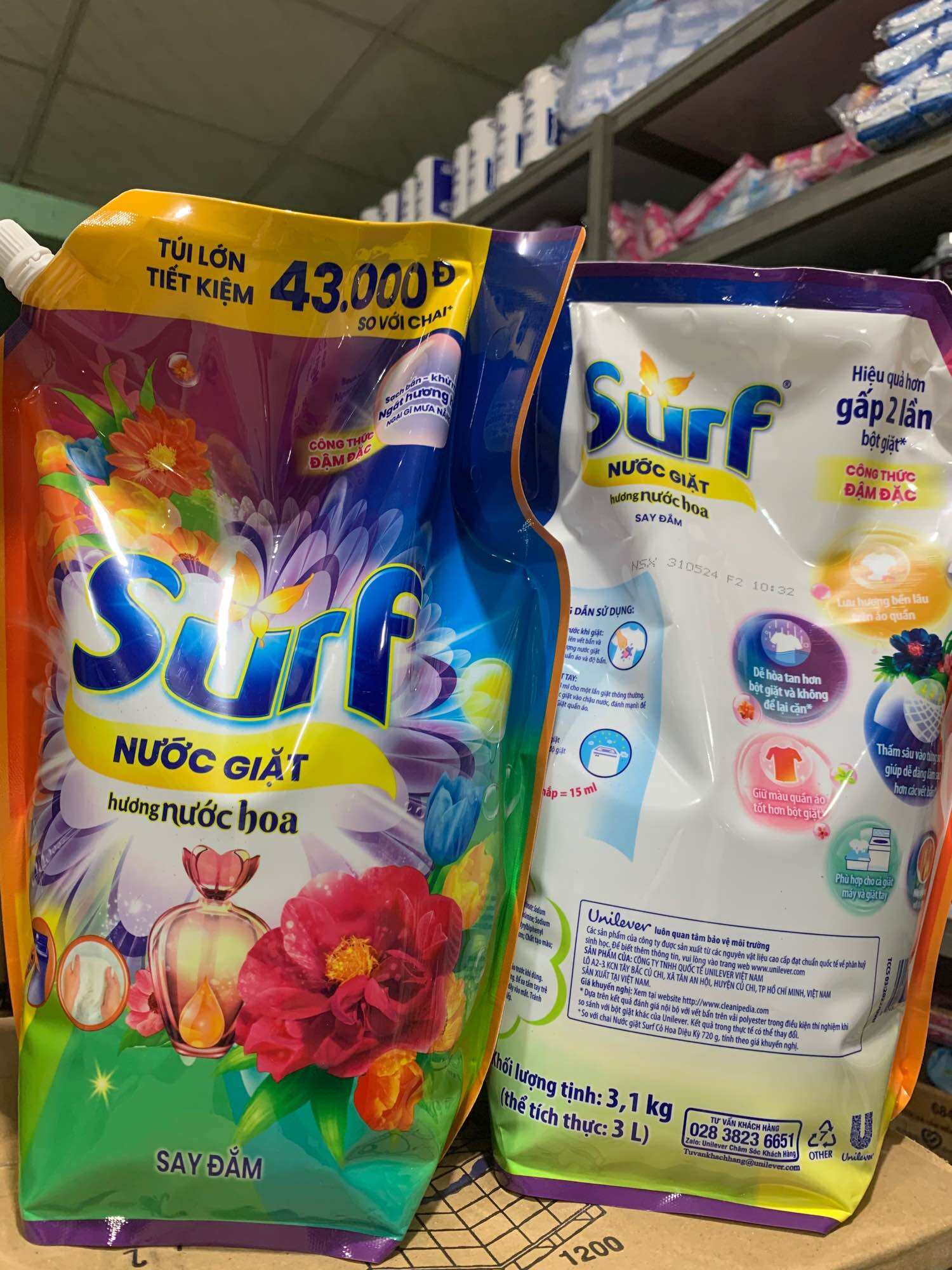 Nước giặt Surf hương nước hoa túi 3,1kg